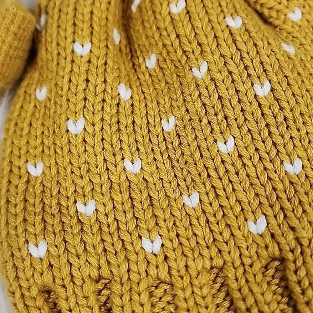 Toby Knit Mustard Yellow Stocking Cap, Gloves and Cowl neck Scarf Set